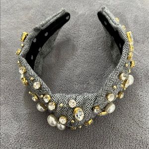 Lele Sadoughi Tweed Mixed Jewels Headband
